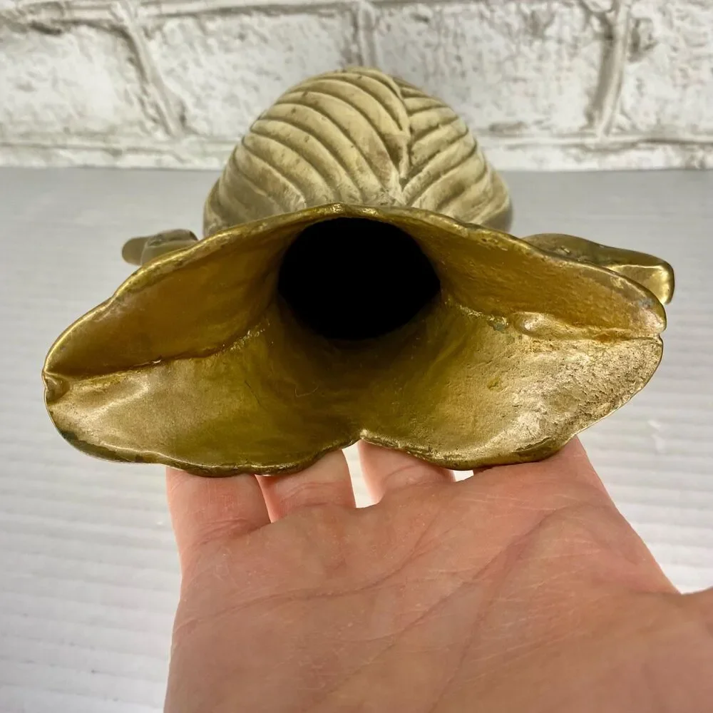 Midcentury Brass Double Swan Vase Planter Art Deco Hollywood Regency...7.5